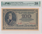 100 marek 1919 - Ser.BD - PMG 58 - PIĘKNY I RZADKI