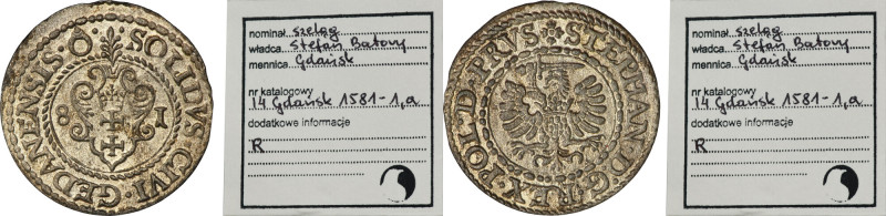 Stephan Bathory, Schilling Danzig 1581 - RARE, ex. Marzęta Abbreviated date on t...