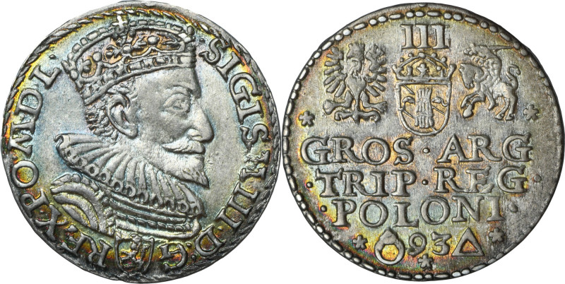 Sigismund III Vasa, 3 Groschen Marienburg 1593 - ex. Marzęta Variety with a bust...