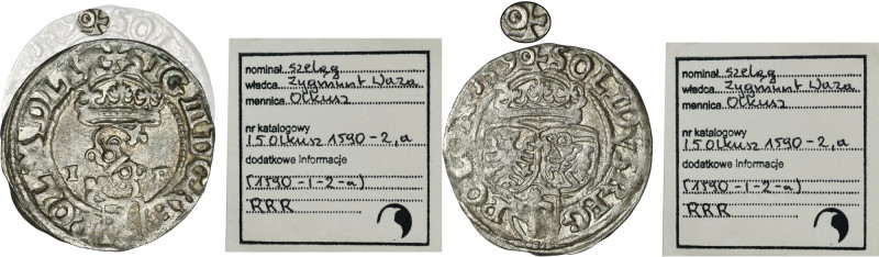 Zygmunt III Vasa, Szeląg Olkusz 1590 IF - EXTREMELY RARE, UNLISTED, ex. Marzęta ...