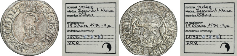 Sigismund III Vasa, Schilling Olkusz 1594 - VERY RARE, Axe, ex. Marzęta Rare var...