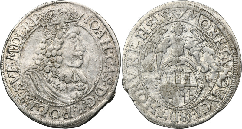 John II Casimir, 1/4 Thaler Thorn 1655 HIL Variety with the third bust distingui...