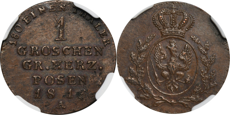 Grand Duchy of Posen, Friedrich Wilhelm III, 1 Groschen Berlin 1816 A - NGC AU58...