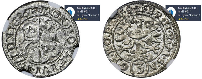 Silesia, City of Schweidnitz, Ferdinand II, 3 Kreuzer Schweidnitz 1622 - NGC MS6...