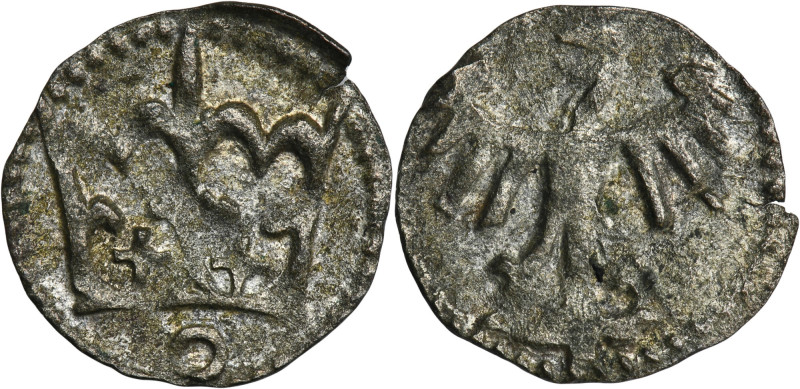 Casimir IV Jagiellon, Denarius Krakau undated Variety with ring under the crown....