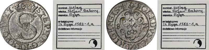 Stephen Bathory, Schilling Riga 1582 - ex. Marzęta Variety with an abbreviated d...