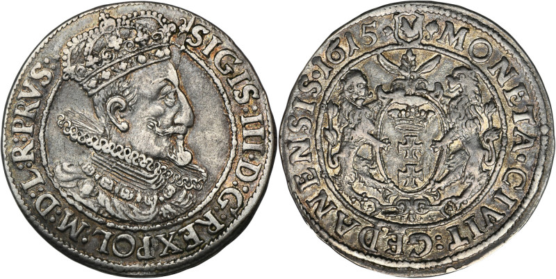 Sigismund III Vasa, 1/4 Thaler Danzig 1615 Variety with a bust with a wide colla...