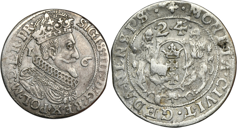 Sigismund III Vasa, 1/4 Thaler Danzig 1624/3 - PR• Variety with ending of obvers...