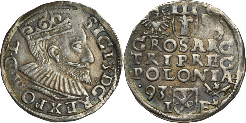 Sigismund III Vasa, 3 Groschen Posen 1593 - ex. Marzęta Variety&nbsp;with the wi...