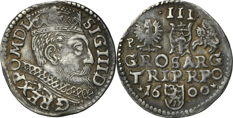 Sigismund III Vasa, 3 Groschen Posen 1600 - ex. Marzęta Vairety with letter P ne...