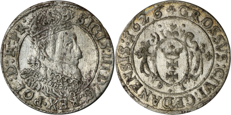 Sigismund III Vasa, Grosz Danzig 1626 Variety with ending of obverse legend PR∙....