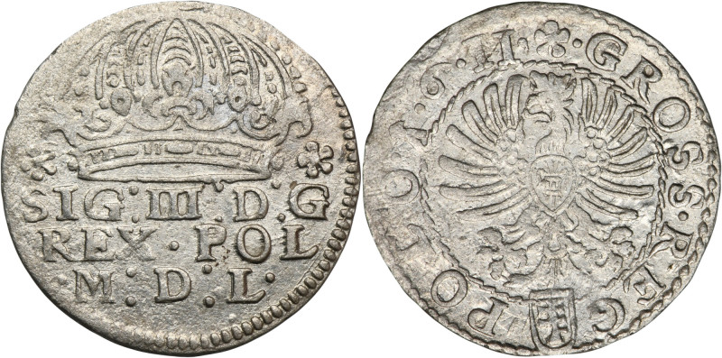 Sigismund III Vasa, Groschen Krakau 1611 Variety with date in form 1•6•II•, digi...