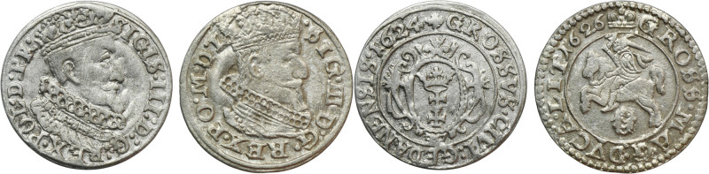 Set, Sigismund III Vasa, Groschen (2 pcs.) Set of two groschen 1624 Danzig and 1...