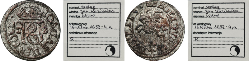 John II Casimir, Schilling Vilnius 1652 - RARE, POLL, ex. Marzęta Rare Vilnius s...