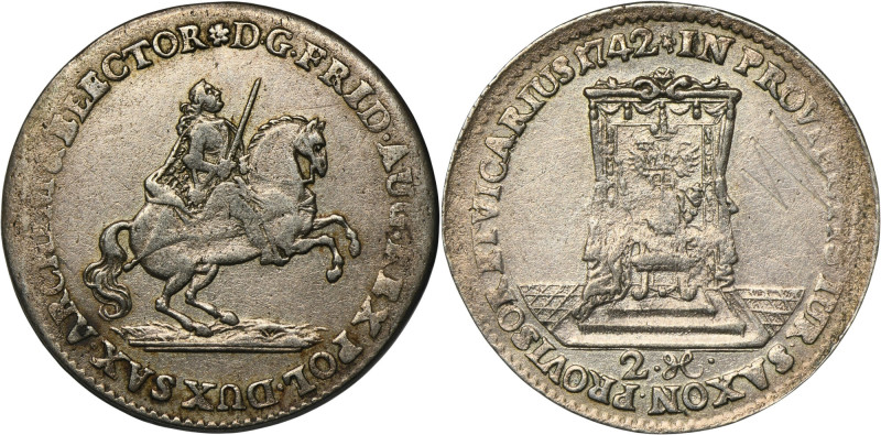 Augustus III of Poland, 2 Groschen 1742 Charakterystyczna emisja wikariackia Aug...