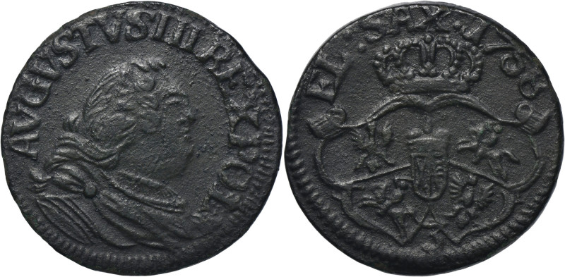 Augustus III of Poland, Groschen Guben 1758 - RARE Rare vintage with bigger lett...
