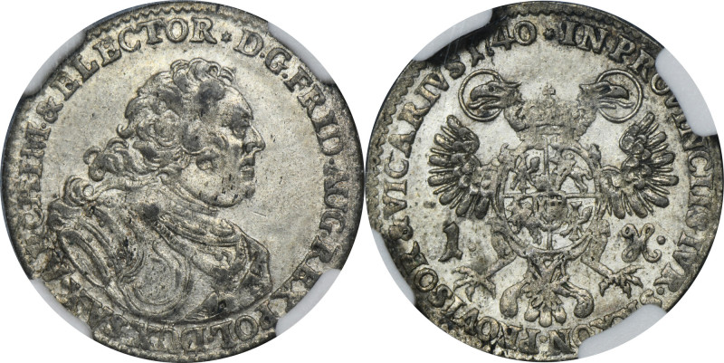 Augustus III of Poland, Groschen Dresden 1740 - NGC AU50 Rare denomination.
 Na...