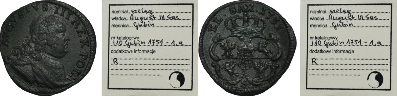 Augustus III of Poland, Schilling Guben 1751 S - RARE, ex. Marzęta Rarer variety...