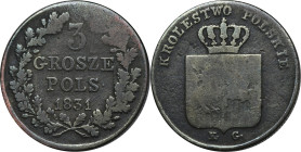 November Uprising, 3 Groschen Warsaw 1831 KG