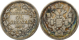 20 kopeck = 40 groszy Warsaw 1850 MW - RARE