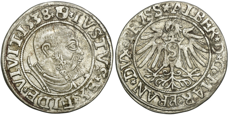 Ducal Prussia, Albrecht Hohenzollern, Groschen Königsberg 1538 - PRVSS Variety w...