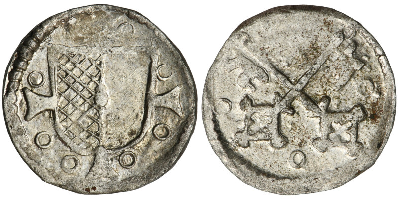 City of Riga, Walter von Plettenberg, Pfennig undated Mint luster. Diameter 12 m...