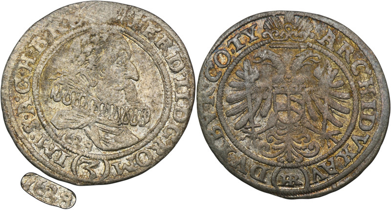 Silesia, Habsburg rule, Ferdinand II, 3 Kreuzer Breslau 1628 HR - RARE, date und...