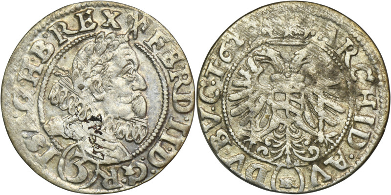 Silesia, Habsburg rule, Ferdinand II, 3 Kreuzer Breslau 1629 HR Variety with the...