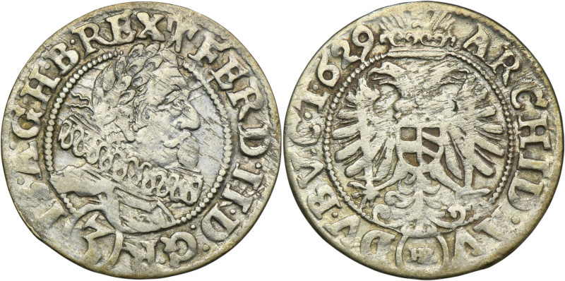 Silesia, Habsburg rule, Ferdinand II, 3 Kreuzer Breslau 1629 HR Variety with the...