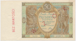 50 złotych 1929 - nieoryginalny nadruk Wzór -