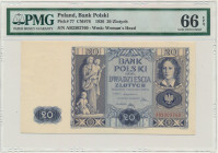 20 złotych 1936 - AB - PMG 66 EPQ 2-ga nota