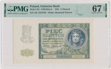 5 złotych 1941 - AE - PMG 67 EPQ 2-ga nota