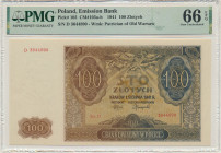 100 złotych 1941 - D - PMG 66 EPQ 2-ga nota