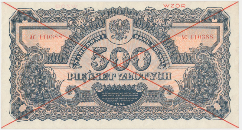 500 złotych 1944 ...owym - WZÓR - AC - &nbsp; Wariant wzoru oznaczony serią AC, ...