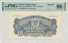 10 złotych 1944 ...owe - Dd 823518 - PMG 66 EPQ - emisja pamiątkowa - BEZ NADRUKU -