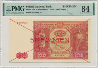 100 złotych 1946 - SPECIMEN - A - PMG 64