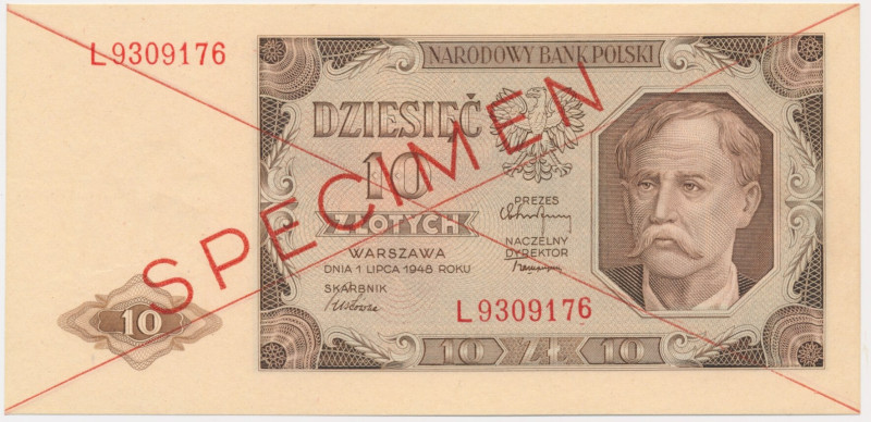 10 złotych 1948 - SPECIMEN - L 9309... - &nbsp; Wariant wzoru oznaczony serią D ...