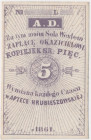 Apteka Hrubieszowska, 5 kopiejek srebrem 1861 - blankiet