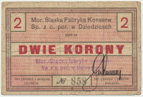 Dziedzice, Mor. Śląska Fabryka Konserw - 2 korony - rzadkie