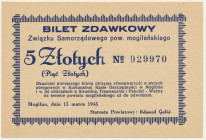 Mogilno, Bilet zdawkowy na 5 złotych 1945