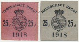 Racot, 2 x 25 fenigów - z podpisami odręcznymi