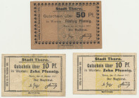 Thorn (Toruń), zestaw 2x 10 i 50 fenigów 1917 (3szt.)