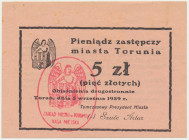 Toruń, 5 złotych 1939 - RZADKI