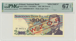 200 złotych 1986 - WZÓR - CR 0000000 - No.0568 - PMG 67 EPQ - niski numer wzoru