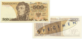 500 złotych 1974 - A 0000000 - SPECIMEN tylko na rewersie - RZADKOŚĆ