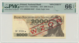 2.000 złotych 1977 - WZÓR - A 0000000 - No.0568 - PMG 66 EPQ 2-ga nota