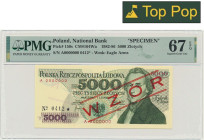 5.000 złotych 1982 - WZÓR - A 0000000 - No. 0412 - PMG 67 EPQ MAX