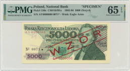 5.000 złotych 1986 - WZÓR - AY 0000000 - No.0071 - PMG 65 EPQ