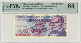 100.000 złotych 1993 - WZÓR - A 0000000 - No.0178 - PMG 64