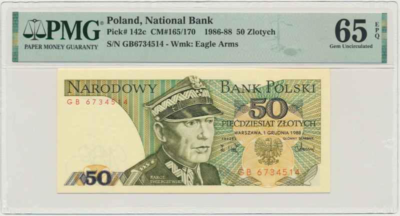50 złotych 1988 - GB - PMG 65 EPQ - pierwsza seria rocznika &nbsp; Pierwsza seri...